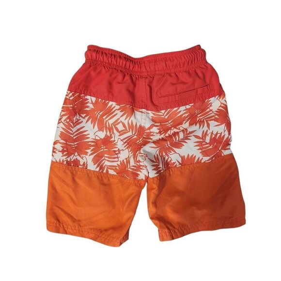 Cat & Jack Swim Trunk Shorts Orange Floral Print Kids Boys Size Small 6/7 - Picture 2 of 4